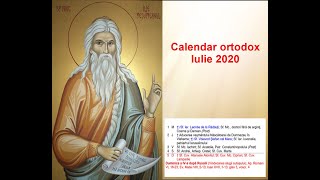 Calendar ortodox Calendar ortodox pentru luna Iulie 2020 [upl. by Phipps]