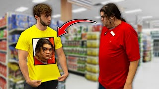 Wearing Shirts with Strangers Faces on Them Prank [upl. by Eolhc]