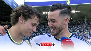 quotWelcome to the Premier Leaguequot 🤩  Aaronson and Harrisons wholesome postmatch interview [upl. by Ennovy287]