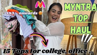 Huge Myntra top haul15 topsshirts for officecollege  edgyetika  myntra myntrahaul topshaul [upl. by Yelsgnik]