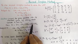 Revised Simplex Method  Standard Form 1  Linear Programming Problem Operation Research [upl. by Enier]