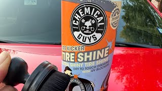 Tire shine application using chemical guys tire kicker tire shine and brush [upl. by Carolin342]