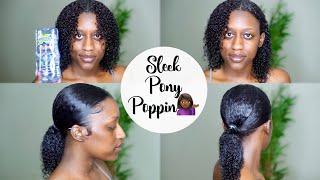 QUICK  EASY LOW SLEEK PONYTAIL ON NATURAL HAIR USING WETLINE XTREME GEL [upl. by Eisac]