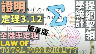 《提綱挈領學統計》定理 312 簡單版全機率定理 Law of Total Probability 證明 [upl. by Iorgo608]