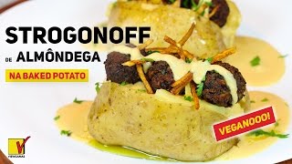 BAKED POTATO VEGANA  COM RECHEIO DE STROGONOFF  SEM OVO SEM LEITE E SEM CARNE  VIEWGANAS [upl. by Ahsiniuq]