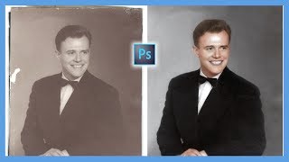 How to Repair and Colorize Old Photos Adobe Photoshop CC Tutorial [upl. by Einallem]