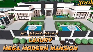 No Gamepass Luxury Mega Modern Mansion300kBloxburgTourSnow Blush [upl. by Procto]