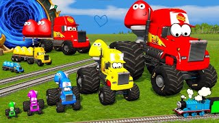 Big amp Small McQueen vs Chick Hicks vs Tow Mater vs King Dinoco vs Duch Hudson  BeamNGDrive [upl. by Yelwah544]