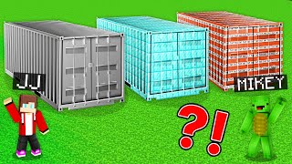 JJ and Mikey Found SECRET CONTAINER  TNT vs DIAMOND BATTLE in Minecraft Maizen [upl. by Garnet727]