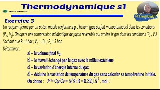 Thermodynamique S1 Exercice 3 [upl. by Eversole156]