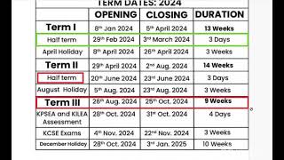 2024 OFFICIAL SCHOOL CALENDAR2024 term one to Three [upl. by Eerahc661]