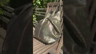 Genuine leather tote shopper bag in gold Link to purchase in first comment bags bagstore bag [upl. by Blackburn174]