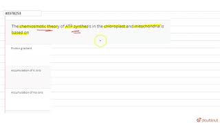 The chemiosmotic theory of ATP synthesis in the chloroplast and mitochondria is based on [upl. by Travax]