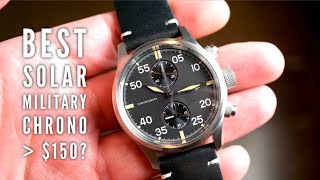 Baltany Solar Chronograph Military Watch Review [upl. by Shirlie834]