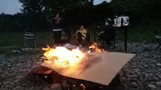 Sagamihara River Japan family fire pit viewed in slow motion near U S Army Installation Camp Zama [upl. by Sig764]