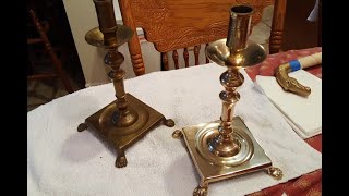 CleaningPolishing Brass Shabbat Candle Holders [upl. by Ojaras]