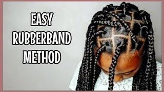 How To Box Braids for Beginners  Rubber Band Method  Protective Style [upl. by Adnohsad121]