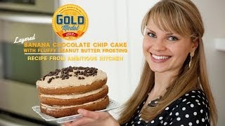 How to Make Banana Chocolate Chip Cake with Fluffy Peanut Butter Frosting [upl. by Inaffyt]