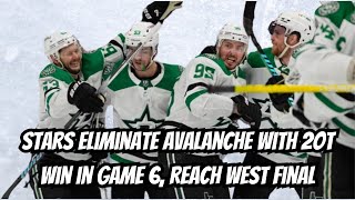 Stars eliminate Avalanche with 2OT win in Game 6 reach West Final [upl. by Jacey176]