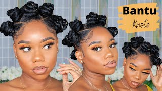 BANTU KNOTS TUTORIAL ON NATURAL HAIR  Protective Style Braiding Hair  Chev B [upl. by Hoenack]