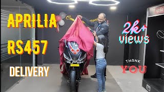 Aprilia RS457 Delivery in Hyderabad  apriliars457  sportsbike  aprilia rs457 [upl. by Ymerrej]