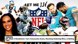 NFL Week 2 Breakdown Tuas Concussion Scare Shocking Underdog Wins amp Betting Tips [upl. by Knighton]