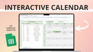 How to create an Interactive Calendar in Google Sheets  Content Tasks Meetings Personal Planner [upl. by Slerahc]