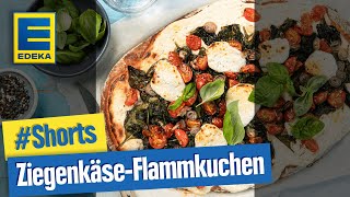 ZiegenkäseFlammkuchen  Flammkuchen mit Ziegenkäse Spinat und Cherrytomaten Shorts [upl. by Rolyab]