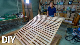 For Newlyweds Low Bed Frame Made With Straight Grain Cedar Turns Out Beautiful Carpenter’s DIY [upl. by Aciras]