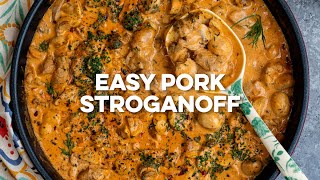 Quick amp Easy Pork Stroganoff  Supergolden Bakes [upl. by Salisbarry619]