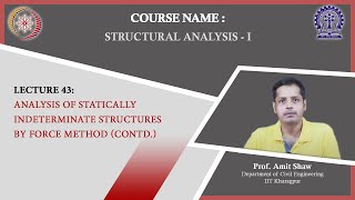 Lecture 43  Analysis of Statically Indeterminate Structures by Force Method Contd [upl. by Rellek]