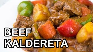 How to Cook Beef Kaldereta  Calderetang Baka Recipe  Panlasang Pinoy [upl. by Nnyleak]