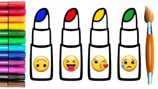 LIPSTICK EMOJI DRAWING STEP BY STEP  HOW TO DRAW LIPSTICK  EASY COLORING FOR KIDS AND TODDLERS [upl. by Yesnil141]