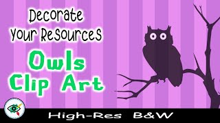 Owl Clipart Black amp White  Fall season  Back to School  Halloween  Class Decoration [upl. by Elmajian]