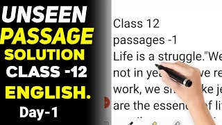 Unseen Passage Solution Day1Class12 [upl. by Namrehs]