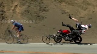 Motorcycle Crash Video Collision Caught on Tape Edwards Corner Biker Crashes Into Bicyclists [upl. by Novoj]