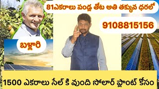 సోలార్ ప్లాంట్ మరియు పండ్ల తోట సేల్ కి వచ్చింది బళ్లారి దగ్గర solarplant farmland ballary [upl. by Amarette28]