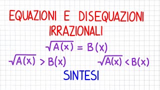 EQUAZIONI E DISEQUAZIONI IRRAZIONALI  sintesi  EZ46 [upl. by Au]