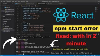 npm start errors npm ERR code ENOENT  Something is already running on port 3000 [upl. by Essiralc]