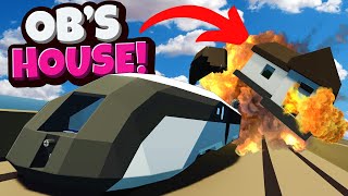 I Destroyed OBs House with a ROCKET TRAIN in Stormworks Multiplayer [upl. by Wilek281]