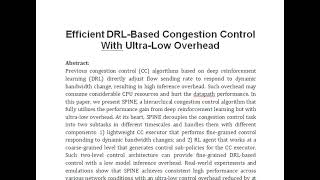 Efficient DRL Based Congestion Control With Ultra Low Overhead [upl. by Yrhcaz107]