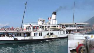 Raddampfer Gallia Schiller Schiff Stadt Luzern Uri Vierwaldstättersee Steam Swiss Lucerne Lake Rigi [upl. by Eidoj]