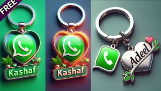 How To Add Name on Key Chain Whatsapp Logo Ai image  How to Create Bing Image Creator  Bing Ai [upl. by Annaerda]