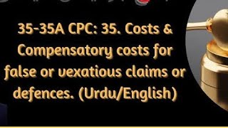 LLB part 5 CPC Costs under section 35 and 35 A CPC For notes 03487802537 [upl. by Eentruok]