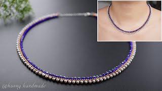 Simple and easy to make beaded necklace for beginners Beading tutorial [upl. by Ahcatan]