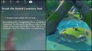 Explore and unlock the tri seal Genshin impactBreak the sword cemetery [upl. by Ahsinej631]