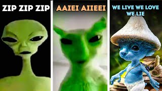 Alien Speaking Meme VS Green Alien Cat VS Smurf cat [upl. by Christensen]