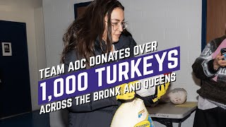 AOC Donates Over 1000 Turkeys to NY14  Alexandria OcasioCortez [upl. by Ailliw]