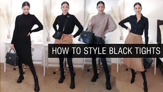 9 TIGHTS OUTFIT IDEAS How to style tights in the cold  The Allure Edition [upl. by Dorran]