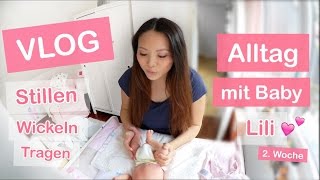 ALLTAG MIT BABY 2 WOCHEN ALT  STILLEN WICKELN TRAGEN  FAMILIEN VLOG  Mamiseelen [upl. by Aynwad]